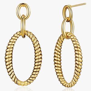 Gold Twisted Hoop Earrings